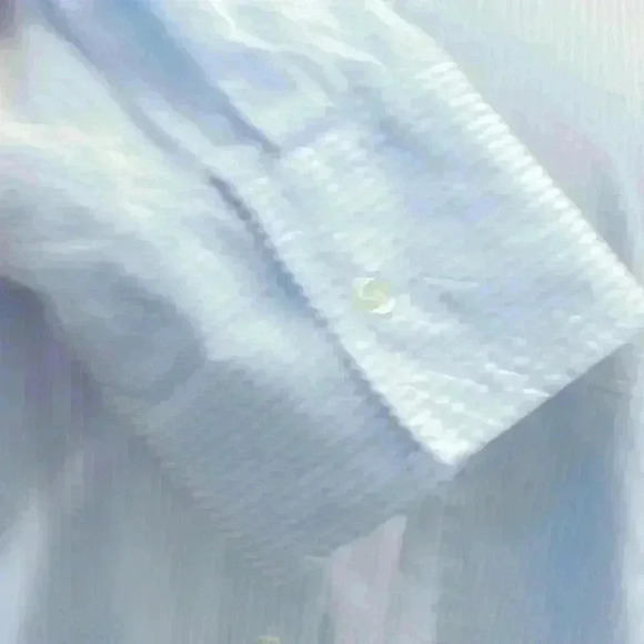 H&M men’s button-down long sleeve shirt; baby blue and white stripes - Picture 5 of 8